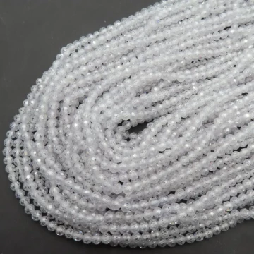 Cyrkon syntetyczny biały - fasetowane kulki 4 mm (sznur) 