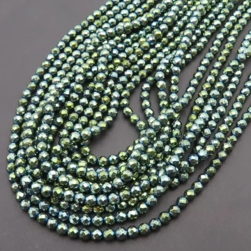 Hematyt niebiesko-zielony fasetowane kulki 4mm (sznur)