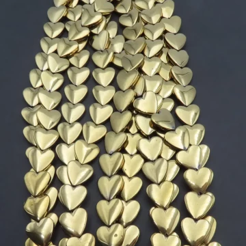 Hematyt złoty serce 12mm (sznur)