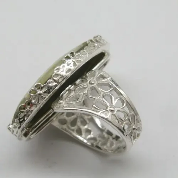 Jaspis w srebrze - pierścionek