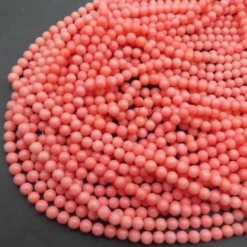 Koral różowy kulki 5 mm (sznur)