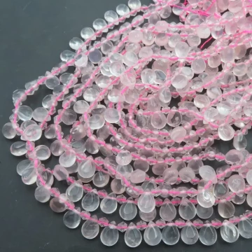 Kwarc Różowy łzy briolette  7x9 mm (sznur)