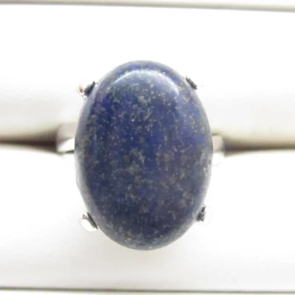 Lapis Lazuli i srebro rodowane - pierścionek owal (Rozmiar Jubilerski 15) z regulacją