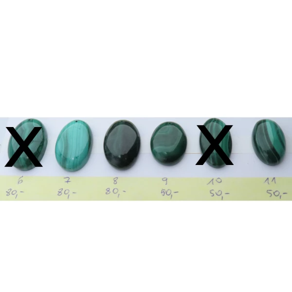 Malachit 30-34x19-23 mm owal wiercony u góry (różne kamienie do wyboru)