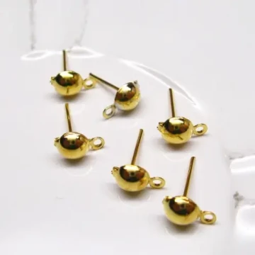 Metalowe w kolorze złotym - Sztyfty do kolczyków z czapeczką (para)