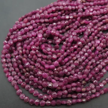 Rubin fasetowane pastylki okrągłe 4 mm (sznur)