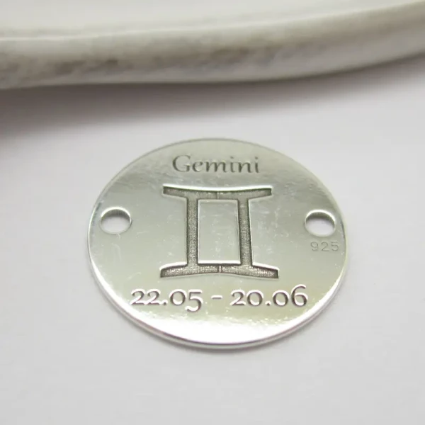Srebro Ag  - element ozdobny znak zodiaku - Bliźnięta (Gemini, 22.05-20.06) 12mm  