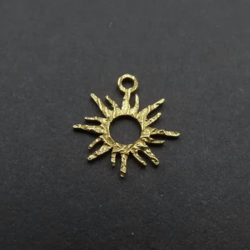 Srebro złocone Ag  - zawieszka słońce młotkowane 10mm