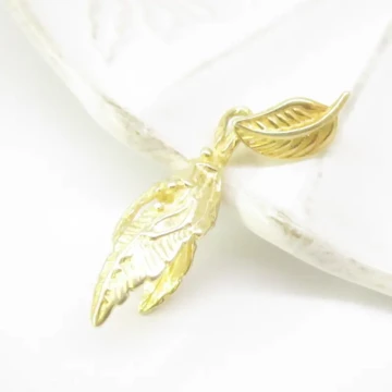 Srebro złocone Ag - krawatka z motywem liści 11x7 mm