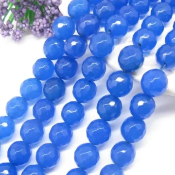 Jadeit kulki fasetowane niebieski 10mm