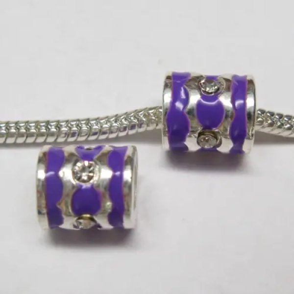 Metalowy element ozdobny - przekładka z fioletową emalią  10x10 mm