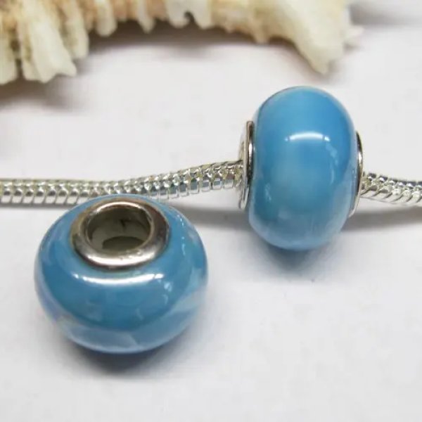 Srebro Ag - Przekładka 15x11mm z niebieską emalią