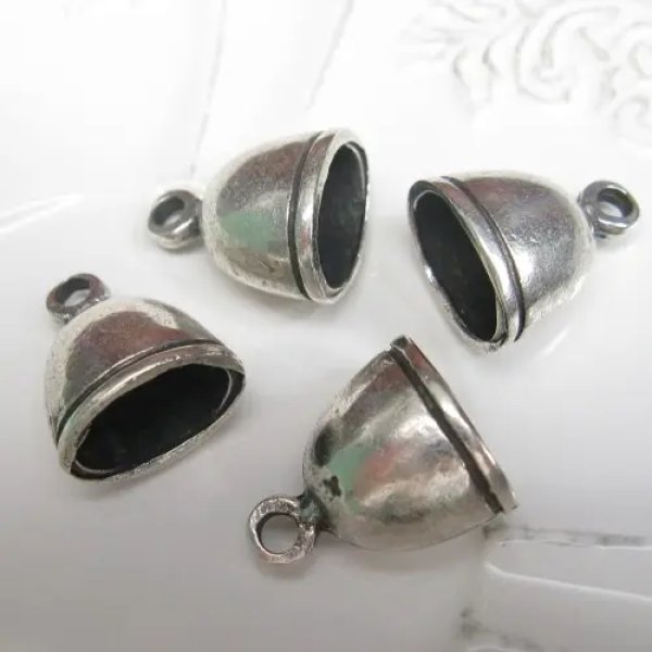 Posrebrzane - końcówki metalowe do linek rzemieni 13 mm (para)