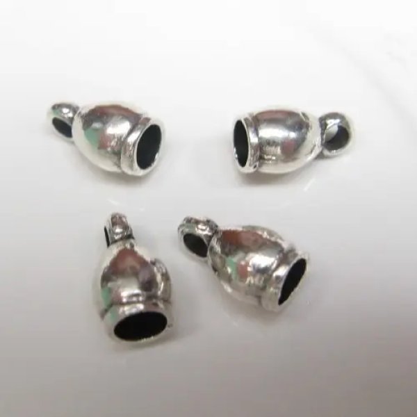 Posrebrzane - końcówki metalowe do linek rzemieni 3,5 mm (para)