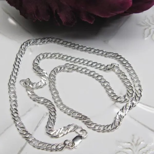 Łańcuszek srebrny 50 cm – ogniwa 6x4 mm – Ag 925 z karabińczykiem