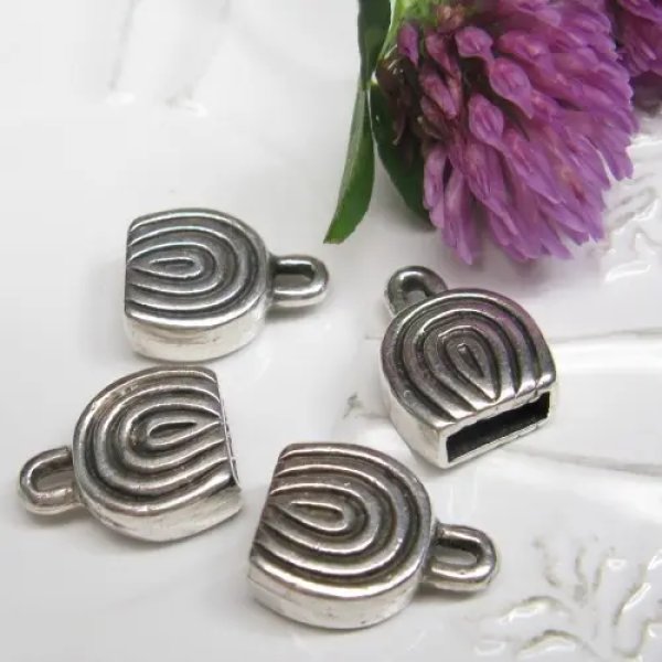 Posrebrzane - końcówki metalowe do linek rzemieni 10x4 mm (para)