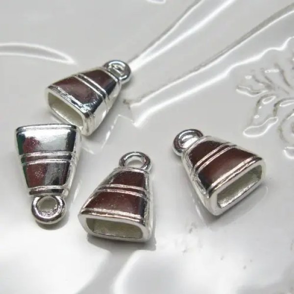 Posrebrzane - końcówki metalowe do linek rzemieni 9x5 mm (para)