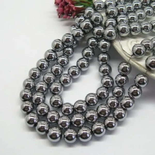 Hematyt srebrny kula 8mm(sznurek) 