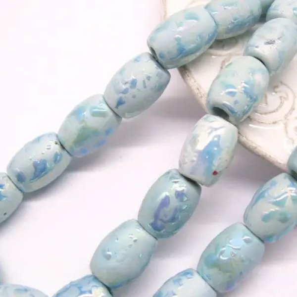 Porcelanowy koralik beczułka 15x11 mm