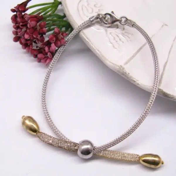 Bransoletka ze srebra i srebra złoconego – 925 – długość 18+3 cm 