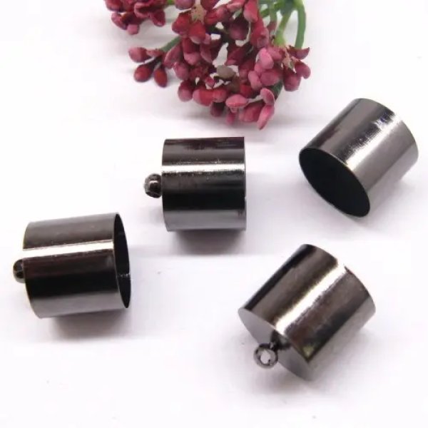 Metalowe końcówki oksydowane do linek rzemieni 13,5 mm (para)