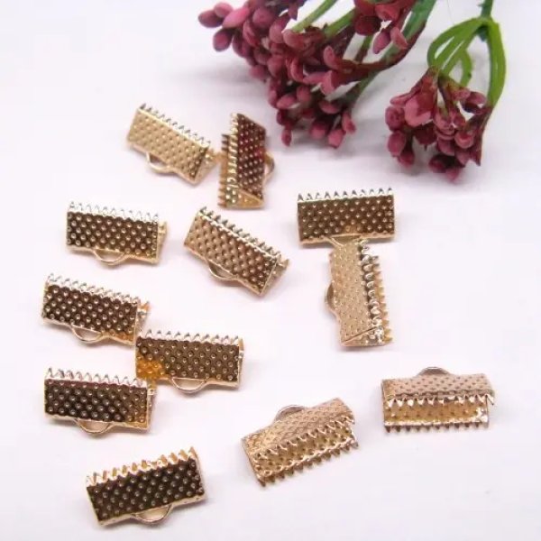 Kolor złoty - Metalowe końcówki zaciskowe 6x13 mm (komplet)