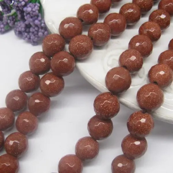 Piasek Pustyni kula fasetowana 10 mm – sznurek 36 cm do biżuterii