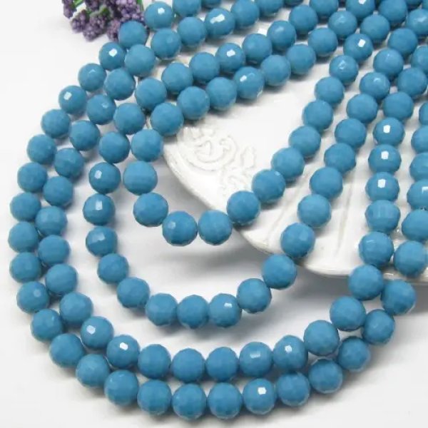 Kryształki kulki niebieskie 10 mm – szkło fasetowane (sztuka lub sznur)