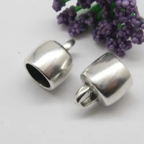 Posrebrzane - końcówki metalowe do linek rzemieni 10 mm (para)