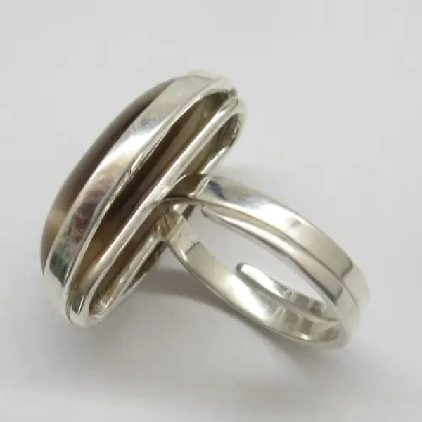 Uleksyt (Ulexyt) w srebrze - pierścionek owal (Rozmiar Jubilerski 15) z regulacją