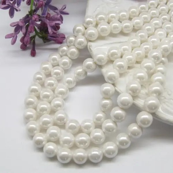 Perła Majorka biała kula 8mm (sznurek)