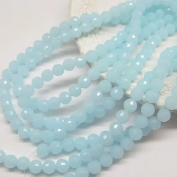 Kryształki fasetowane niebieskie kulka 8mm (sznurek)