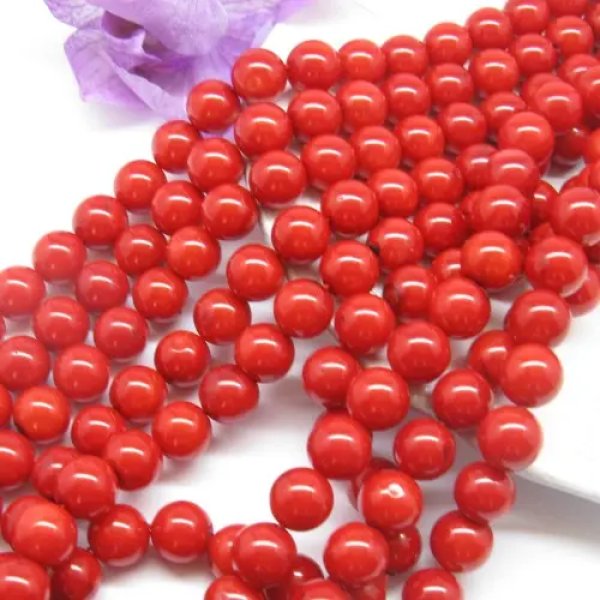 Koral czerwony bambusowy kulka 9mm (sznurek)