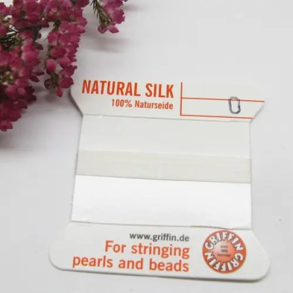 Nici Jedwabne białe z igłą - 0,3mm/2 metry