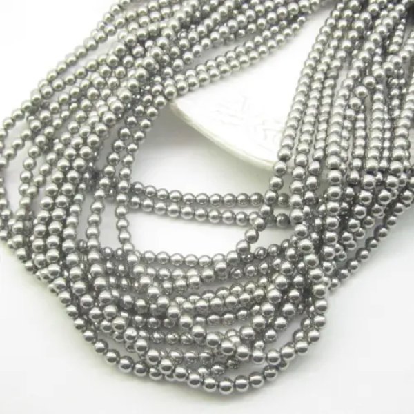 Hematyt srebrny - kulki 4mm (sznurek)