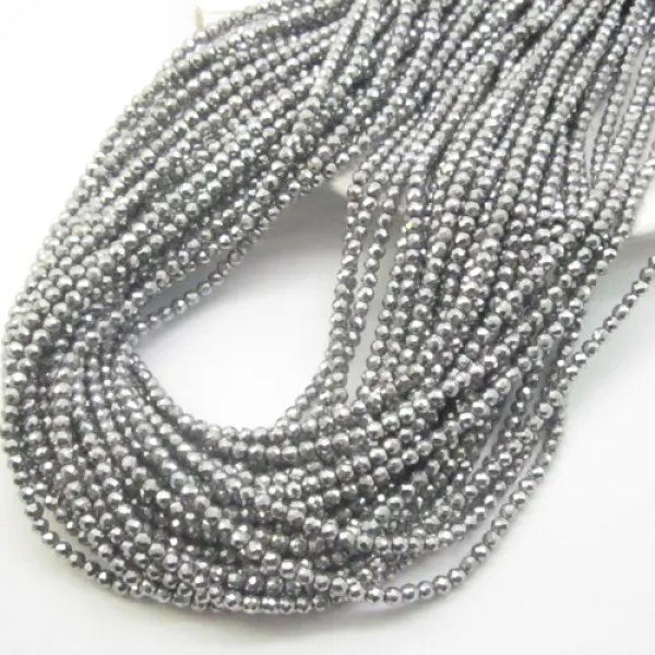 Hematyt srebrny fasetowany 3mm (sznurek)