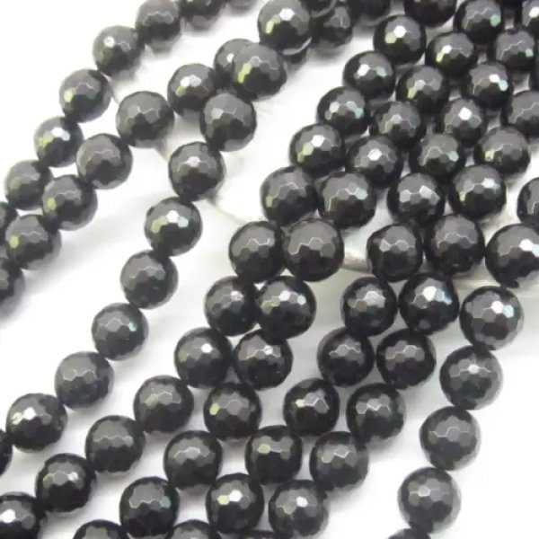 Turmalin czarny fasetowany kulka 10mm (sznur) 