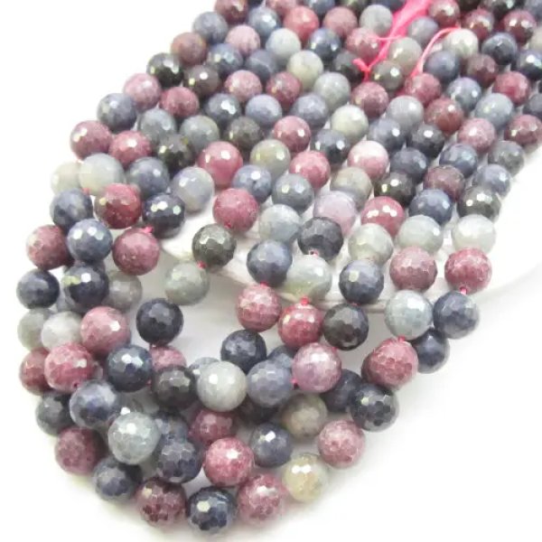 Szafir i Rubin- fasetowane kulki 10mm (sznur 20 lub 40 cm)