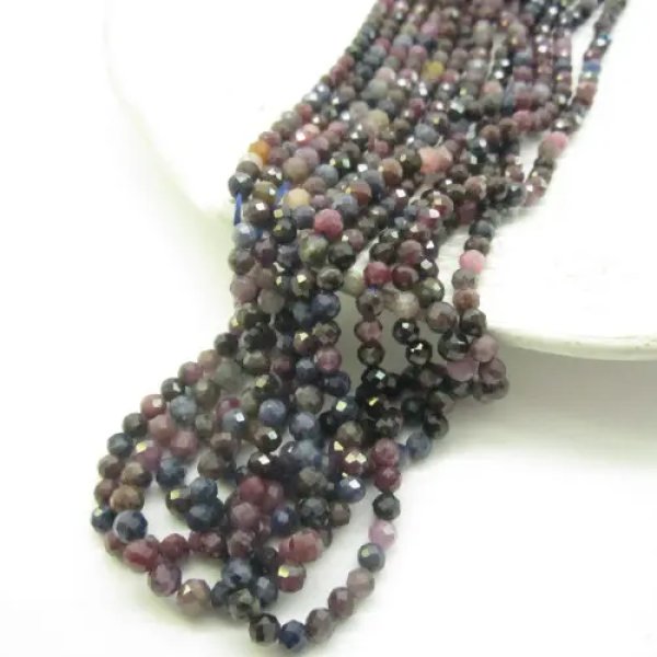 Szafir i Rubin- fasetowane kulki 2,5mm (sznur)