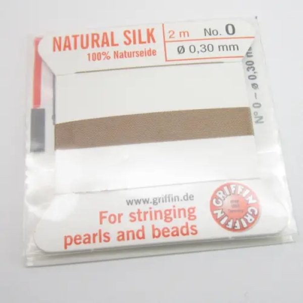 Nici Jedwabne beżowe z igłą - 0,3mm/2 metry