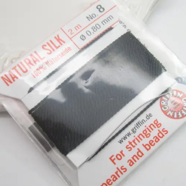 Nici Jedwabne czarne z igłą - 0,8mm/2 metry