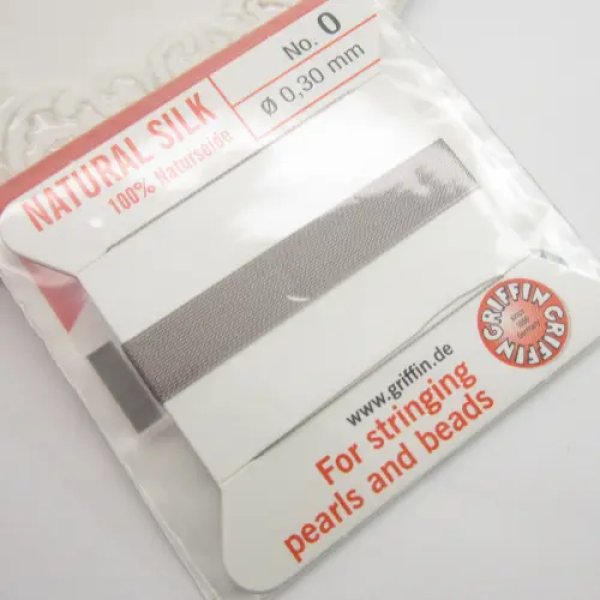 Nici Jedwabne szare z igłą - 0,3mm/2 metry