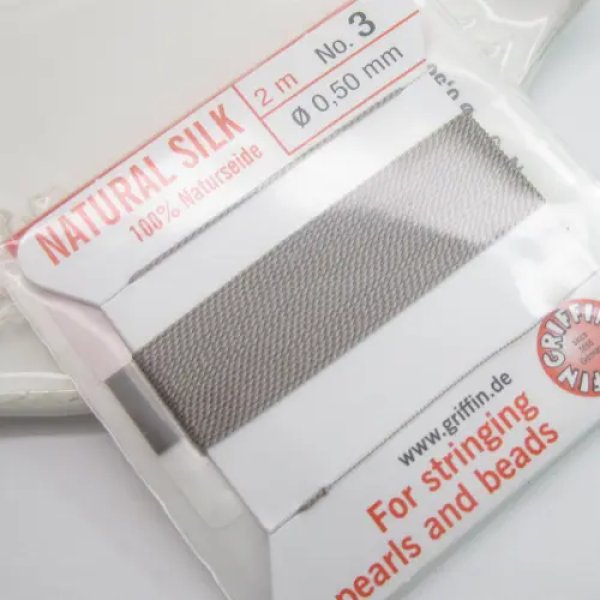 Nici Jedwabne szare z igłą - 0,5mm/2 metry