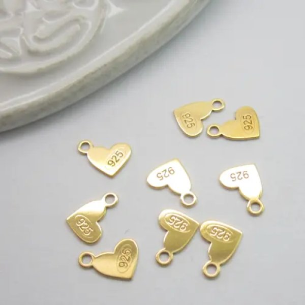 Srebro Złocone Ag - element ozdobny serce 6x5mm blaszka 925