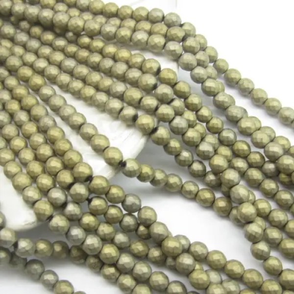 Hematyt złoty matowy fasetowany - kulki 6mm (sznurek)