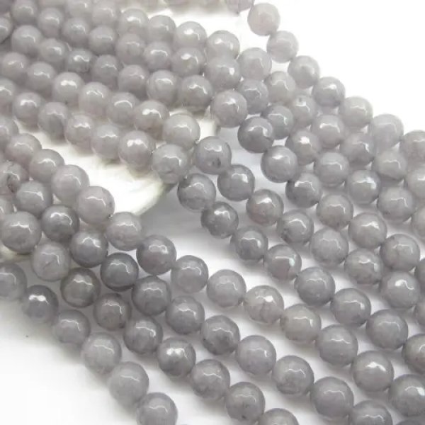 Jadeit szary kulki fasetowane 10mm(sznurek)