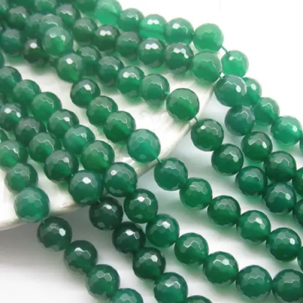 Onyks Zielony fasetowany kulka 10mm (sznurek)