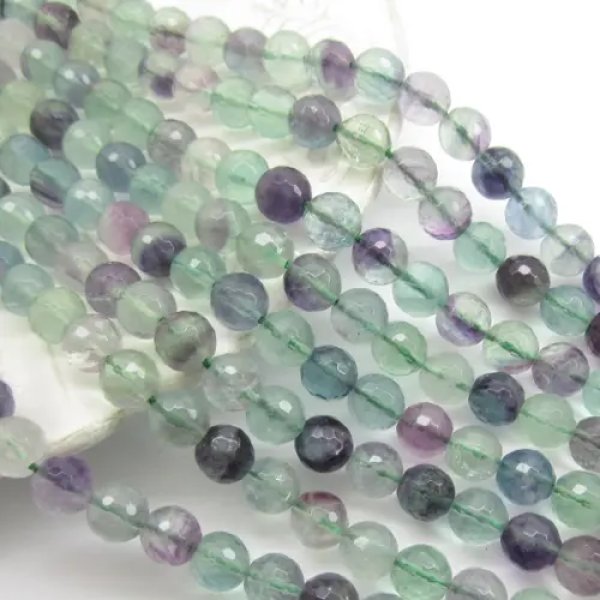 Fluoryt Fasetowany kulki 8mm (sznurek)