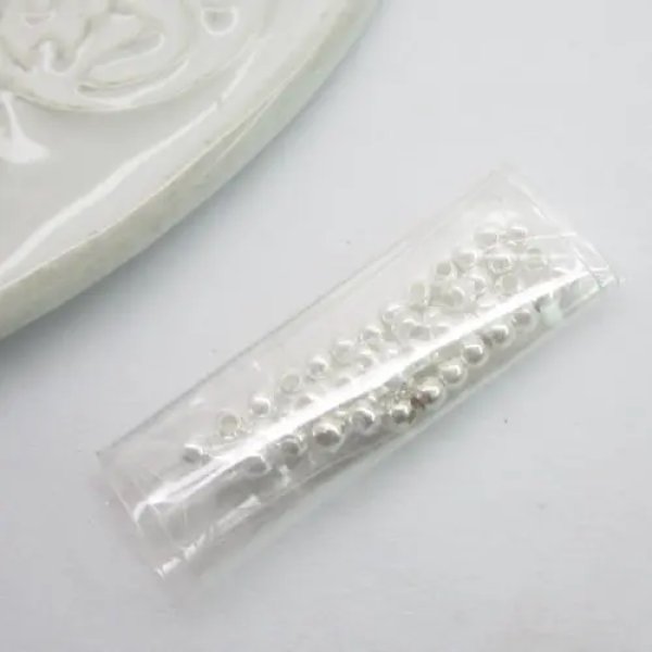 Srebro Ag - kulka gładka zaciskowa 2mm  (50 sztuk)