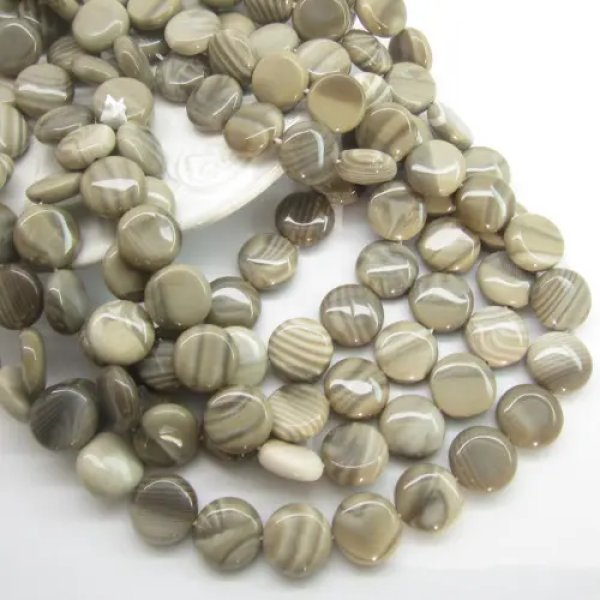 Krzemień pasiasty krążki 18 mm – sznurek ok. 38 cm